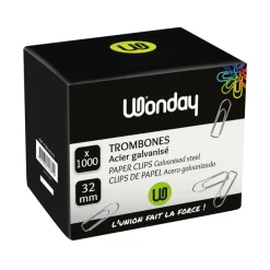 Wonday - 1000 Trombones galvanisés - 32 mm - acier