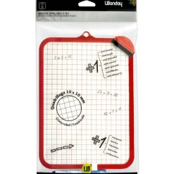 Wonday - Ardoise blanche - 18 x 26 cm - double face - brosse et marqueur inclus