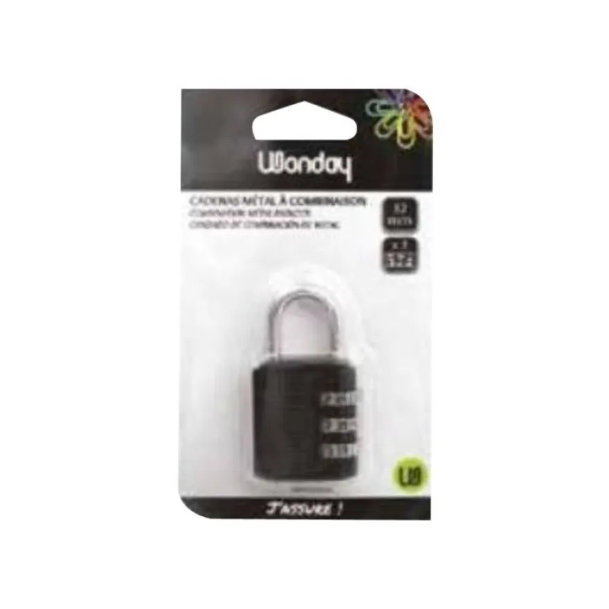 Wonday - Cadenas à combinaison 3 chiffres - 32 mm - noir