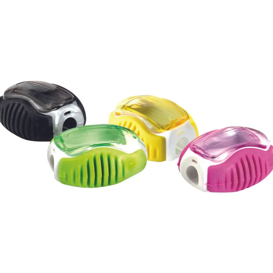 Wonday Wavy - Taille-crayons en plastique à usage unique avec réservoir – Couleurs assorties