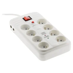 zenitech - Bloc multiprise - 8 prises - parafoudre - blanc