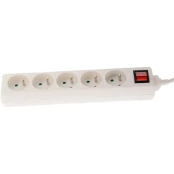 zenitech - Multiprise 5 prises avec interrupteur - blanc - 1m