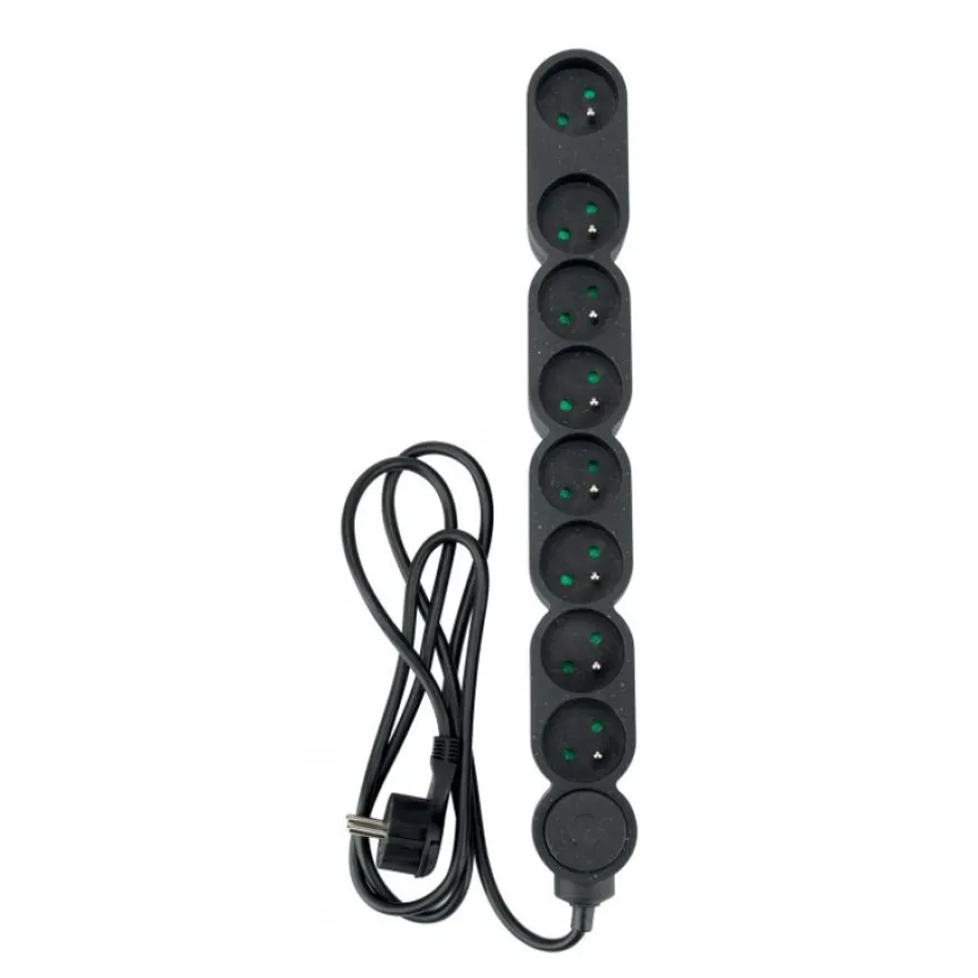 zenitech - Multiprise 8 prises avec interrupteur - noir - 1,5 m