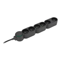 zenitech Home Green - Multiprises avec 6 prises 16A + interupteur - 3680 Watt - 1.5 m cordon - noir
