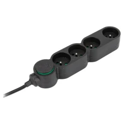 zenitech Home Green - Multiprises avec 4 prises 16A + interupteur - 3680 Watt - 1.5 m cordon - noir