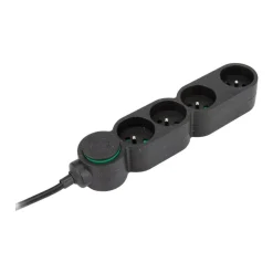 zenitech Home Green - Multiprises avec 4 prises 16A + interupteur - 3680 Watt - 1.5 m cordon - noir