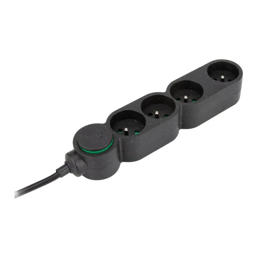 zenitech Home Green - Multiprises avec 4 prises 16A + interupteur - 3680 Watt - 1.5 m cordon - noir